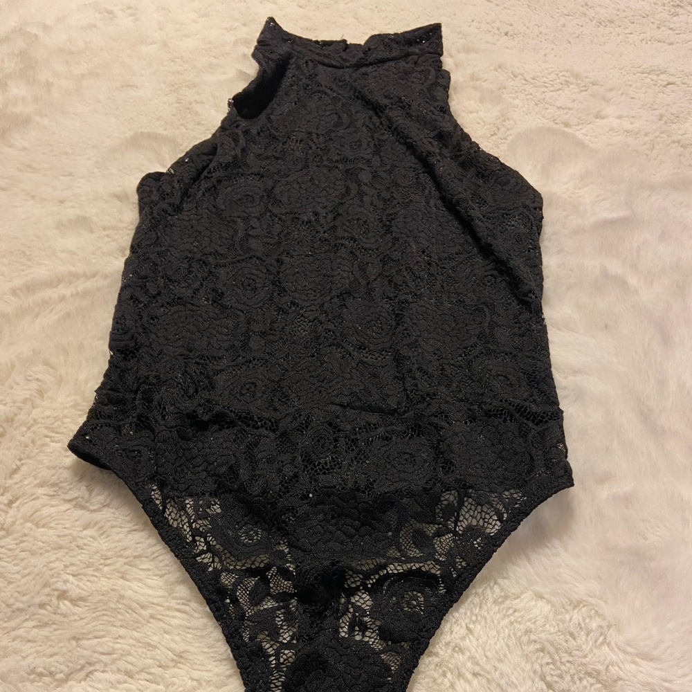 Free Press black lace sleeveless bodysuit size Small - Picture 1 of 8